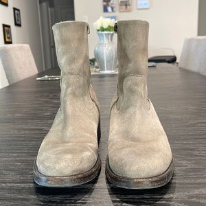 BUTTERO VERO CUOIO MENS MADE IN ITALY TAUPE SUEDE SIDE ZIP BOOTS 39EU US…